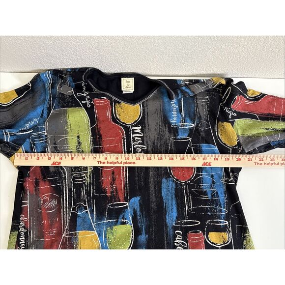 Jess & Jane Top Size  XL Red Wine Medley Sparkle Cotton T Shirt Merlot Cabernat - Picture 8 of 13